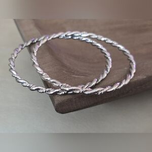 Vintage Avon 1987 Silver Tone Rope Twist Bangle Set (2) | Stackable